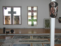 Starving African Child with AIDS.  On windows, "Galveston Crosses".